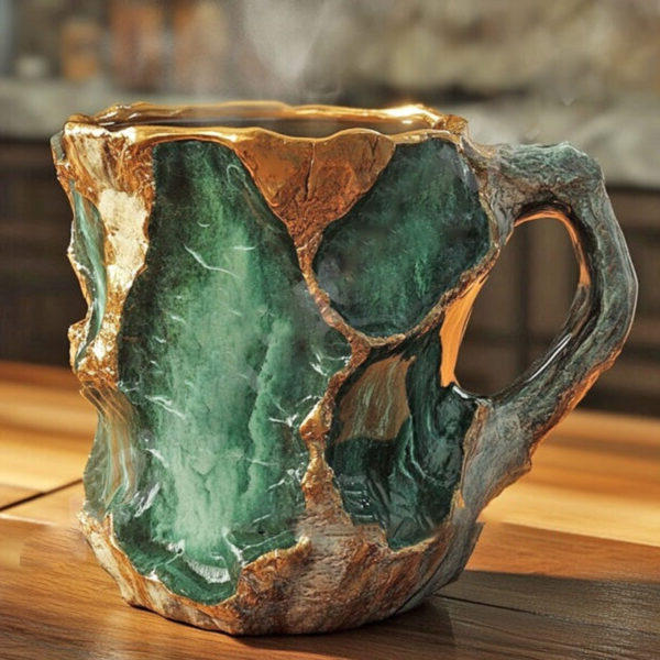Crystal Coffee Mug with Faceted Finish and Comfort Handle, 10.14 Fl Oz Dishwasher Safe Valideals Outlet