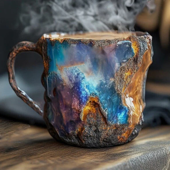 Crystal Coffee Mug with Faceted Finish and Comfort Handle, 10.14 Fl Oz Dishwasher Safe Valideals Outlet