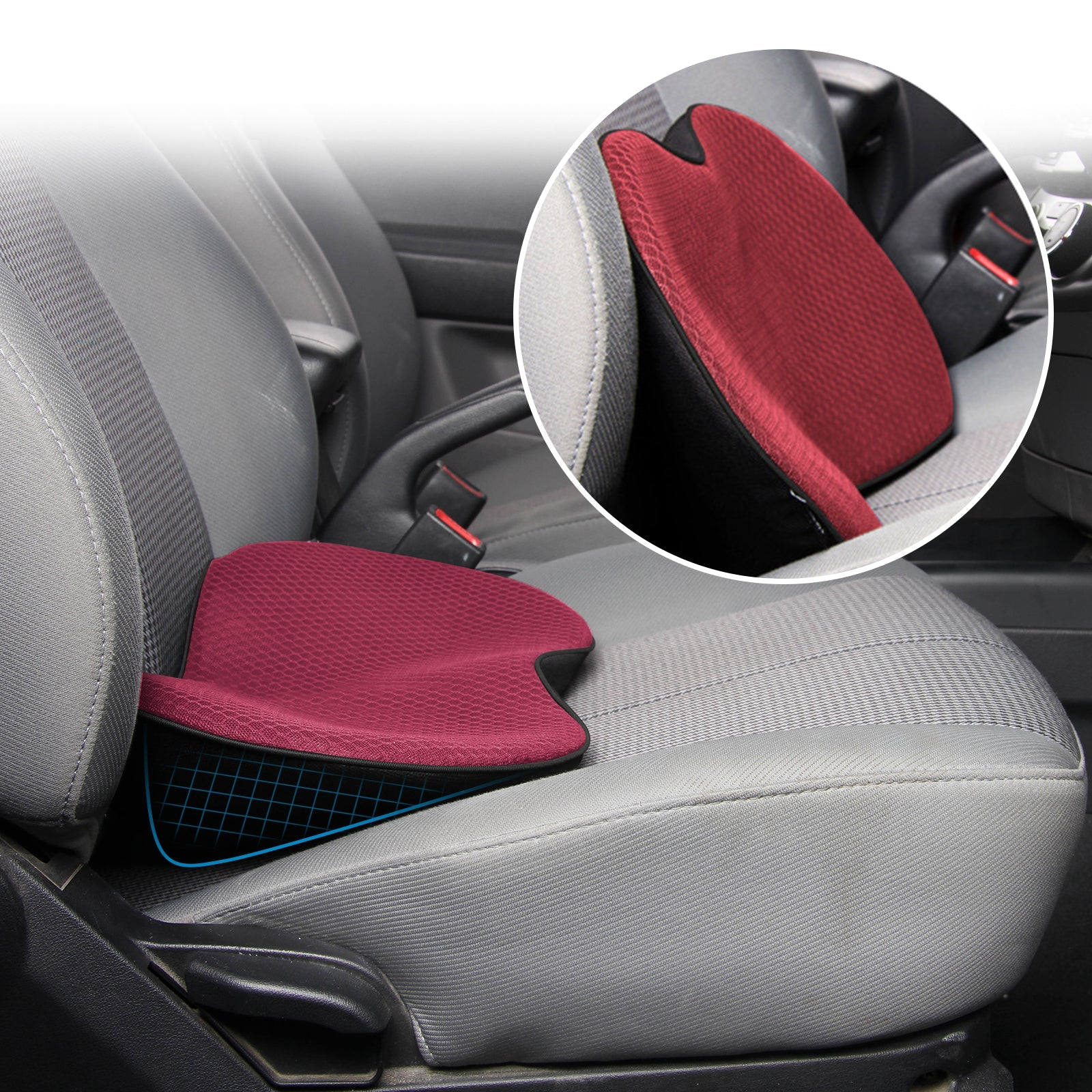 Car Seat Cushion with 3.5-Inch Lift and Memory Foam Support, Removable Breathable Cover Valideals Outlet