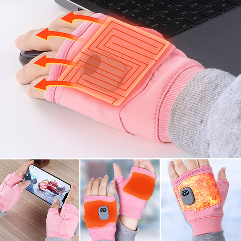 Heated Fingerless Gloves with 1800mAh Battery and 3 Heat Levels, USB Rechargeable Valideals Outlet