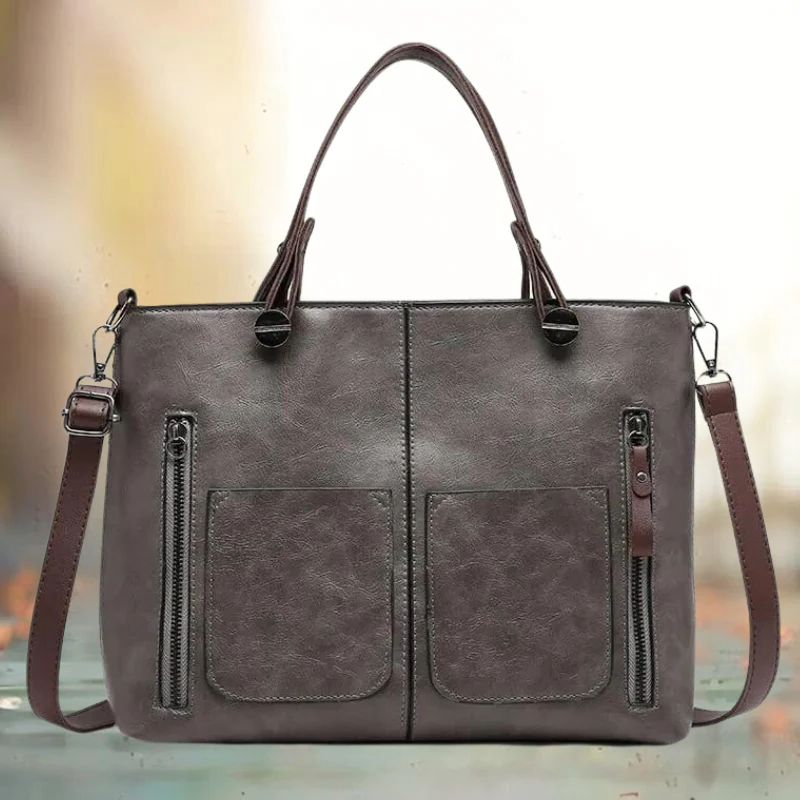 Genuine Leather Handbag with Magnetic Flap and Multiple Pockets, Compact Profile Valideals Outlet