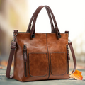 Genuine Leather Handbag with Magnetic Flap and Multiple Pockets, Compact Profile Valideals Outlet