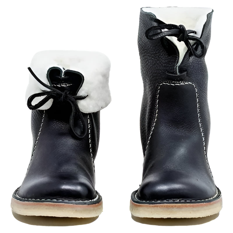 Waterproof Wool Lined Boots with Full Grain Leather and Natural Crepe Sole, 3cm Heel Valideals Outlet