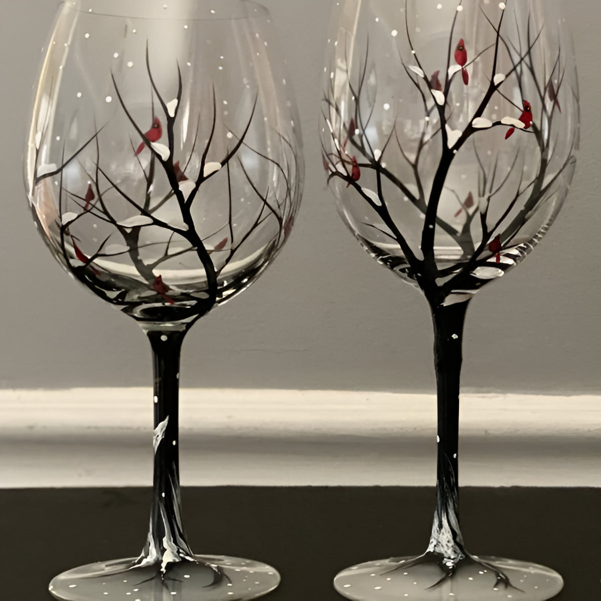Hand Painted Seasonal Tree Wine Glass with 12oz Capacity, Dishwasher Safe Valideals Outlet