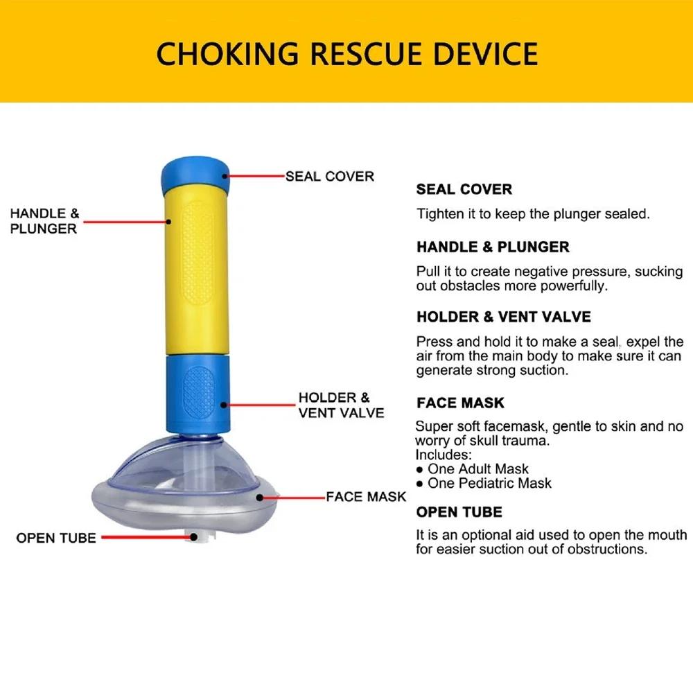 Choking Relief Device with Spring Loaded Plunger and Airtight Seal Valideals Outlet