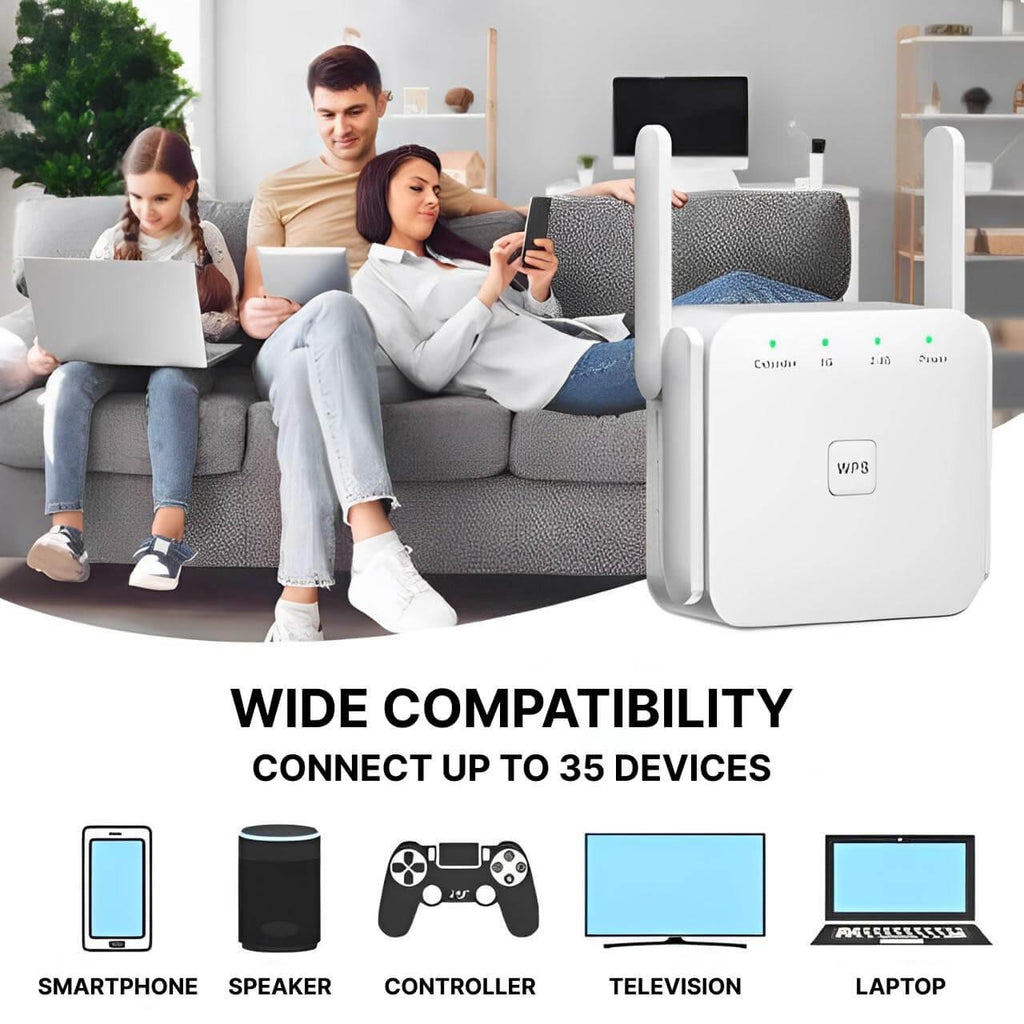 WiFi Range Extender with High-Gain Antennas and Easy WPS Setup, Compact Wall Plug Design Valideals Outlet