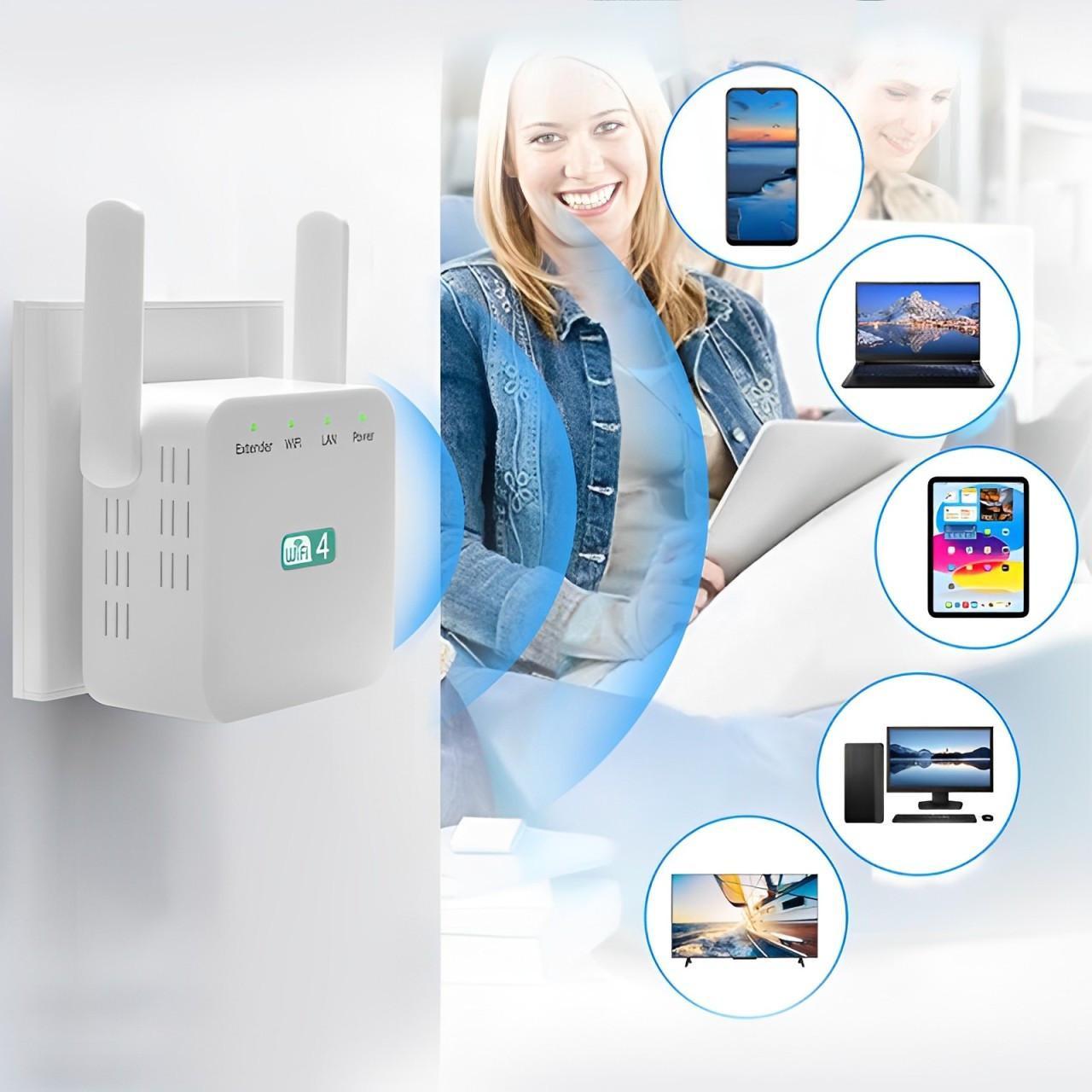 WiFi Range Extender with High-Gain Antennas and Easy WPS Setup, Compact Wall Plug Design Valideals Outlet