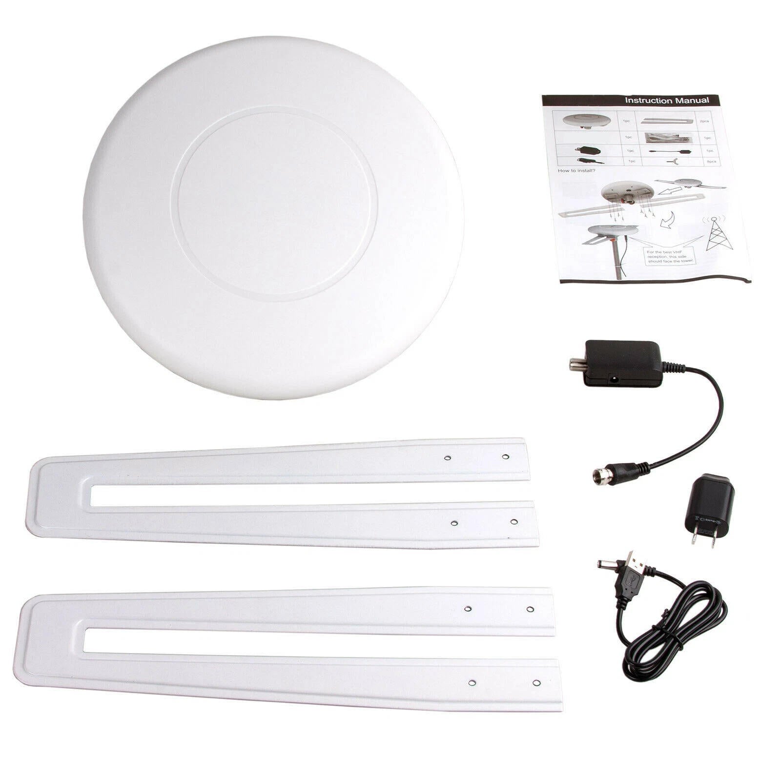 Indoor HDTV Antenna with Built-In Amplifier and Omnidirectional Reception, 40ft Coax Cable Valideals Outlet