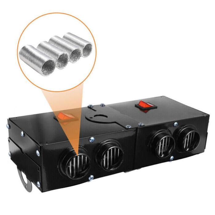 12V Car Heater with 500W PTC Element and Dual Switch Control, Four Air Outlets Valideals Outlet