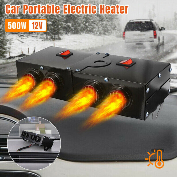 12V Car Heater with 500W PTC Element and Dual Switch Control, Four Air Outlets Valideals Outlet