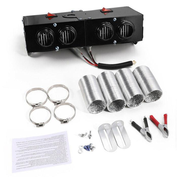 12V Car Heater with 500W PTC Element and Dual Switch Control, Four Air Outlets Valideals Outlet