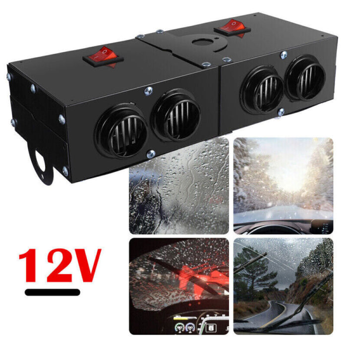 12V Car Heater with 500W PTC Element and Dual Switch Control, Four Air Outlets Valideals Outlet