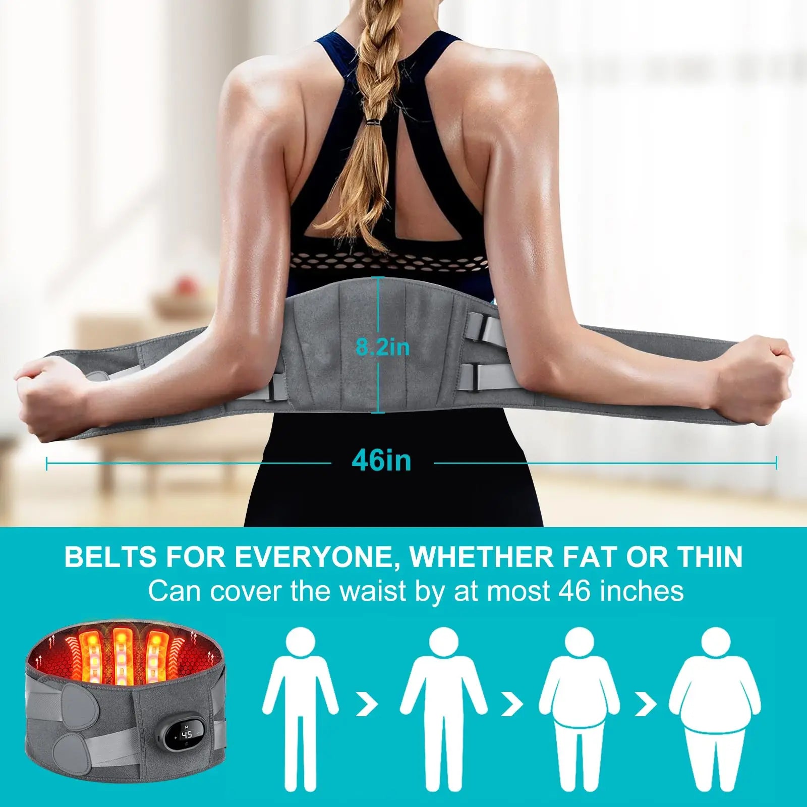 Infrared Heating Wrap with Vibration Therapy and Digital Temperature Control, Cordless Back Massager Valideals Outlet